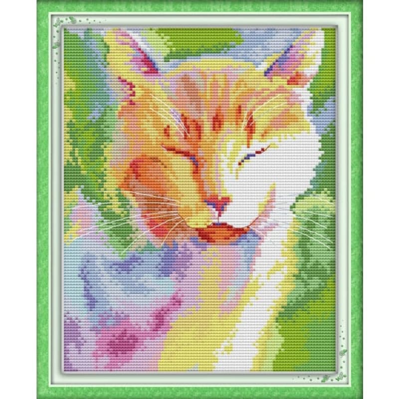 Watercolor cat in the sun